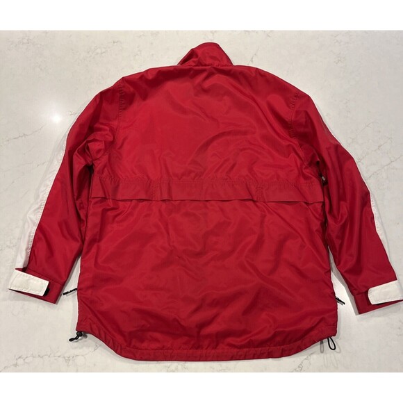 Vintage 90's Nike Full Zip Vented Rain Jacket Red White Swoosh Windbreaker Sz M - Picture 2 of 14